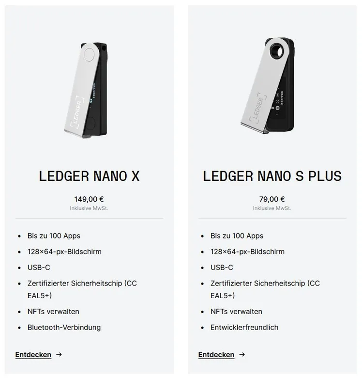 Ledger Nano X vs Ledger Nano S Plus