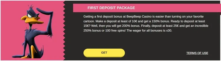 Beep Beep Casino Deposit Bonus
