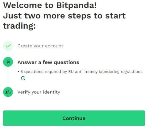 Bitpanda Register Step 2
