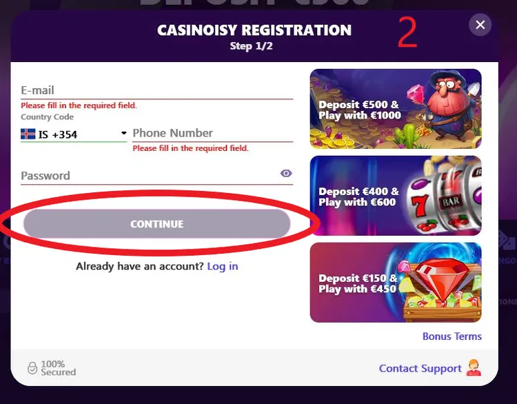 Casinoisy Registration 2