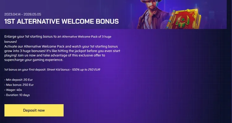 JustBit 1. Welcome Bonus